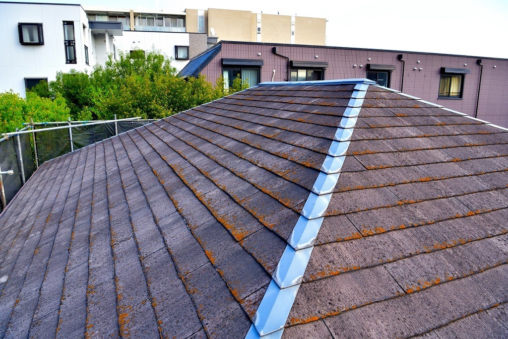 高圧洗浄前の屋根