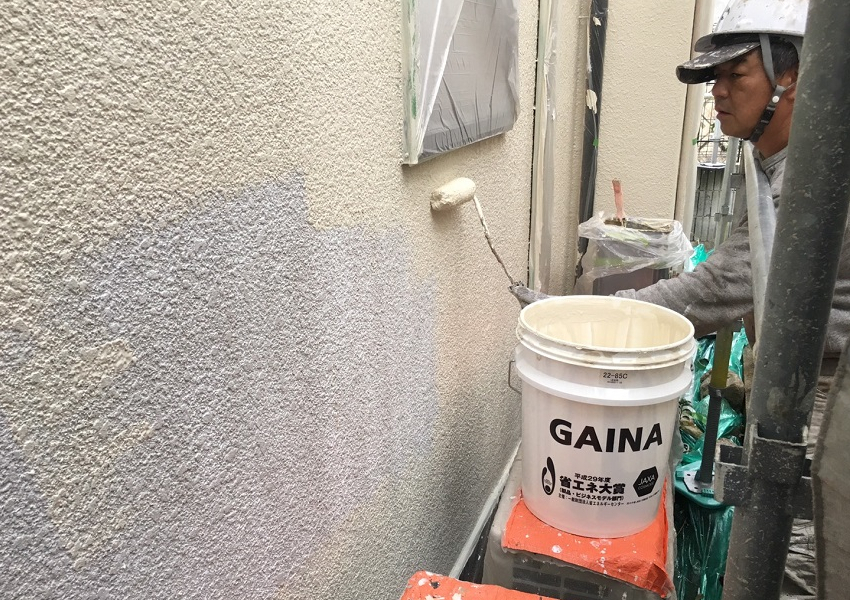 モルタル外壁にガイナ塗装工事
